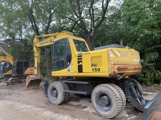 คอมแพคต์ญี่ปุ่น ใช้เครื่องขุด Komatsu PC150W-6 ใช้เครื่องขุดล้อ