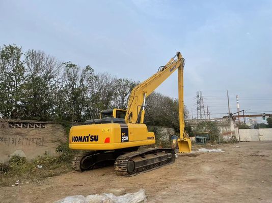 Originla Japan Used Komatsu Excavator PC220-7 Crawler กับแขนยาว 18 เมตร