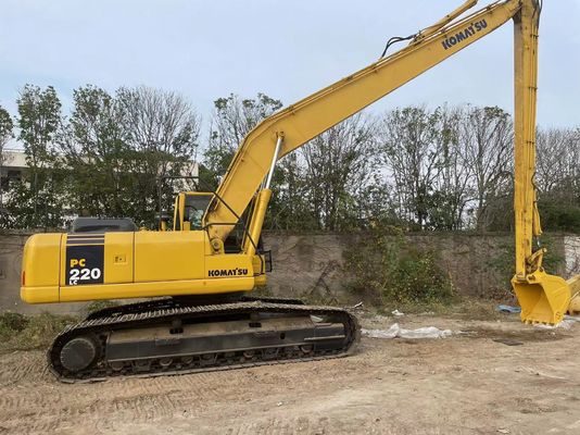 Originla Japan Used Komatsu Excavator PC220-7 Crawler กับแขนยาว 18 เมตร