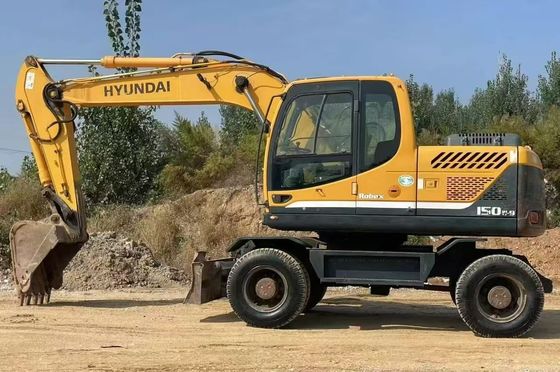 Hyundai R150W-9 เครื่องขุดล้อมือสอง 2015 ความแม่นยําสูงสําหรับการก่อสร้าง
