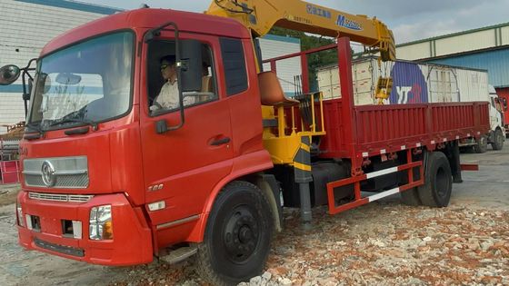 8 ตัน XCMG SQS200-4 รถบรรทุกติดตั้งเครนมือสองกับรถบรรทุก DongFeng ปี 2019